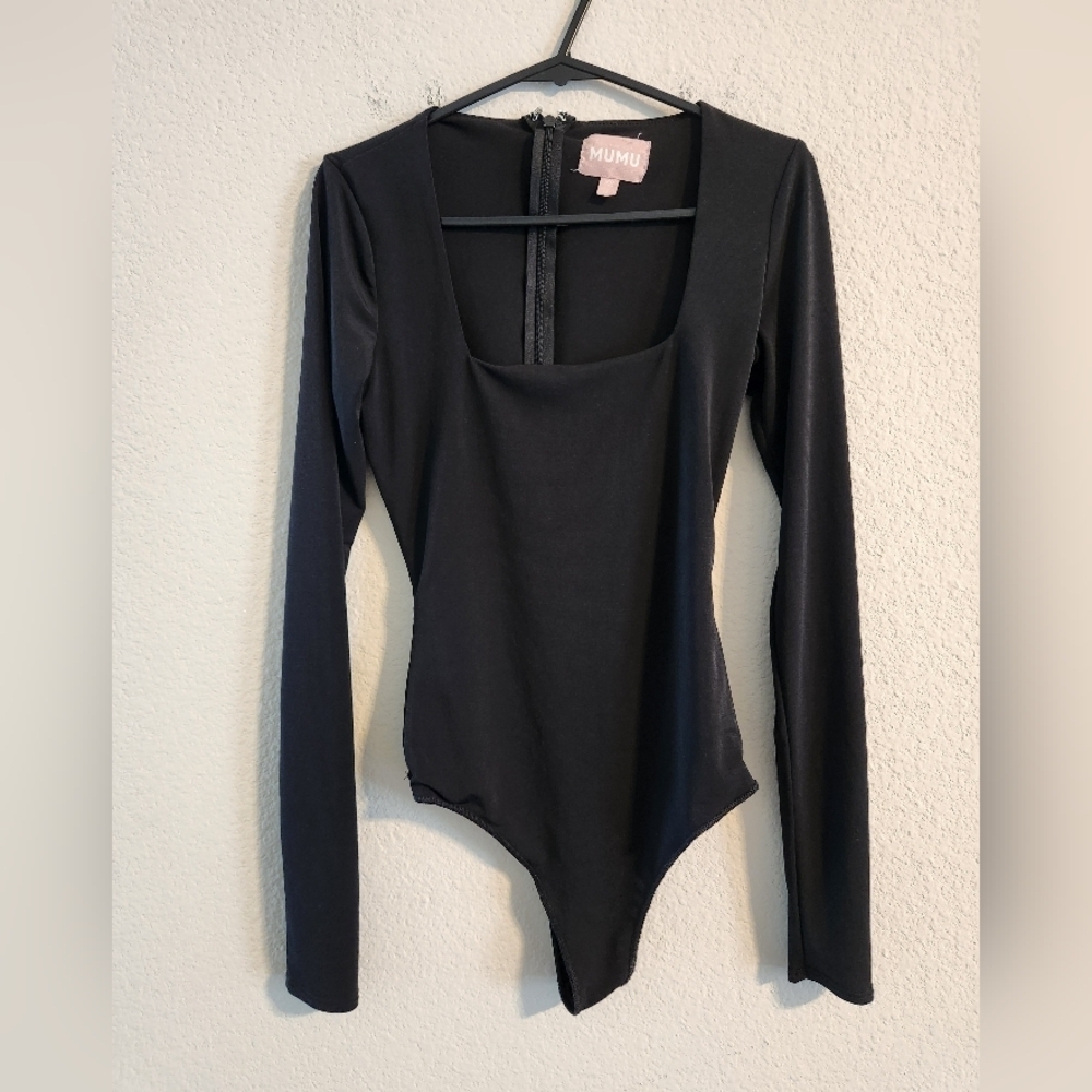 Show Me Your Mumu Black long sleeve square neck bodysuit size XS
